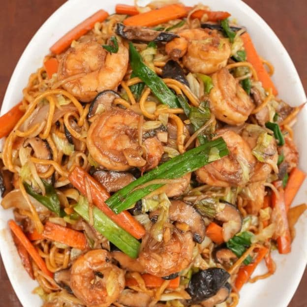 Jumbo shrimp lo mein from Chung Wah Restaurant in Baltimore, MD